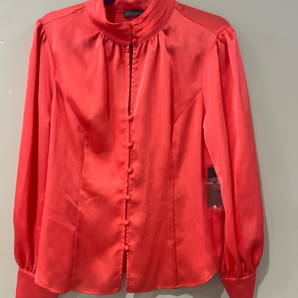 Coral Vince Camuto high neck silk blouse new with tag, size medium